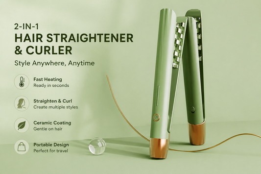 💖 2-in-1 Hair Straightener & Curler – Travel Ready