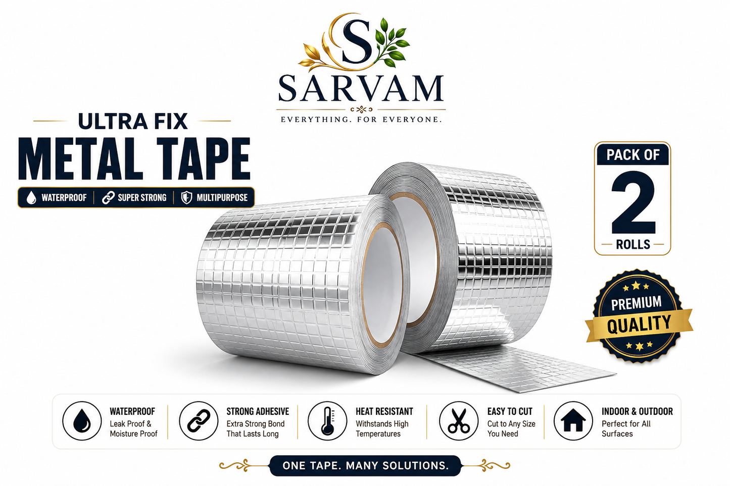 UltraFix Waterproof Leak Repair Tape (Pack of 2) | Strong Metal Repair Tape