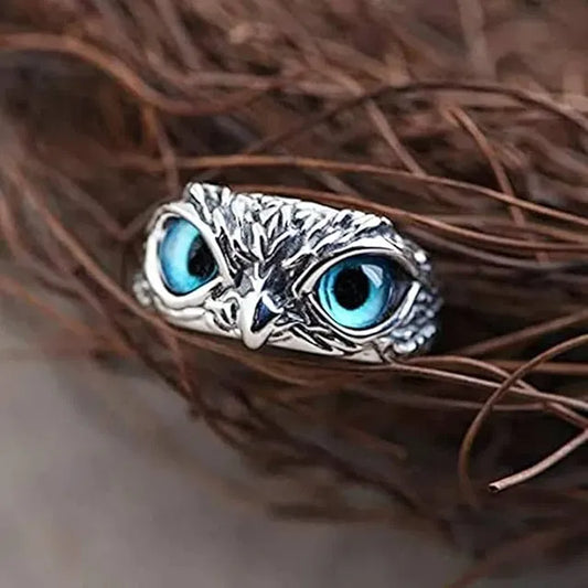 Silver Plated Owl Eye Ring for Men & Women